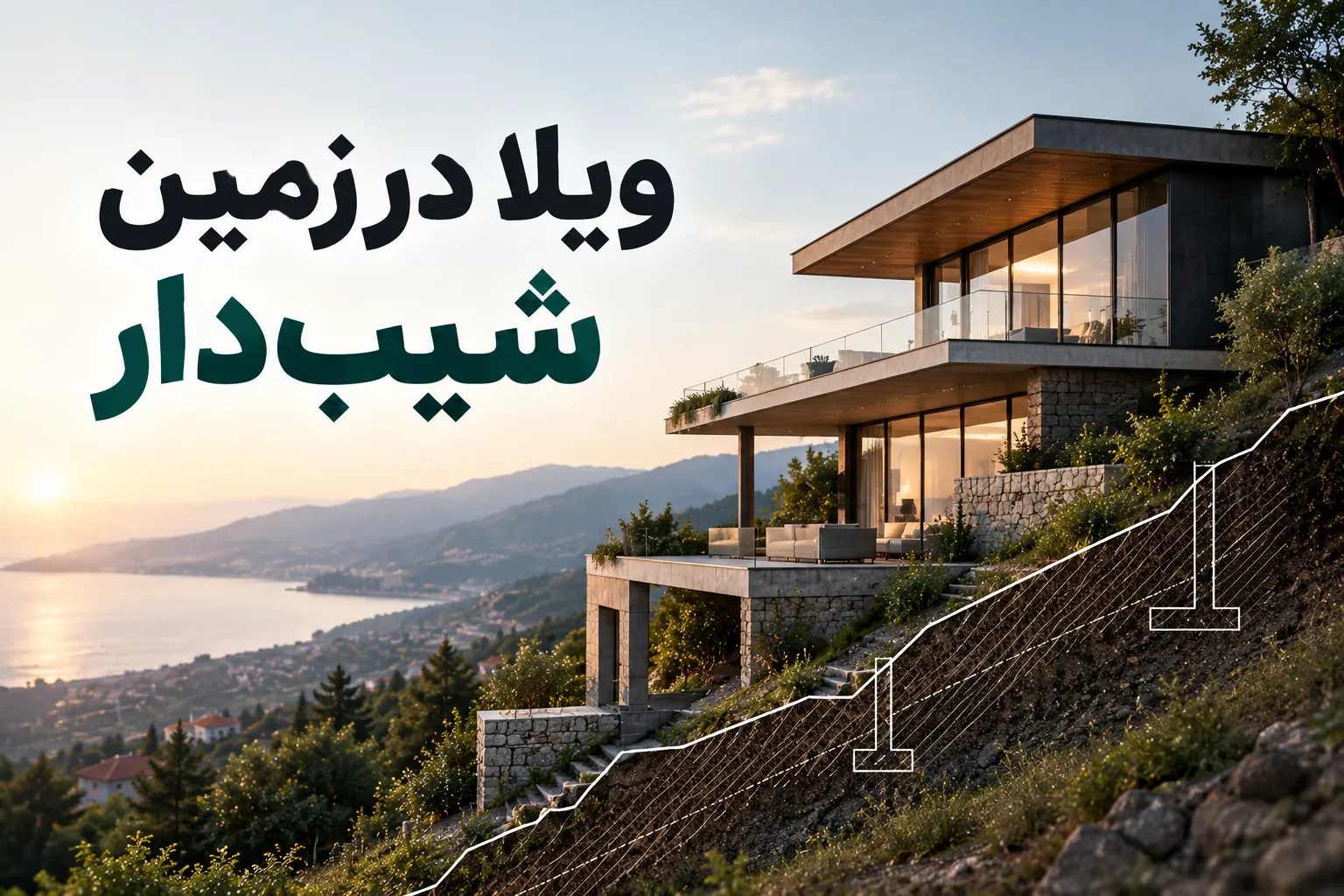 بناء فيلا على أرض منحدرة: ٣ مبادئ للتصميم و٥ أسئلة قبل شراء الأرض